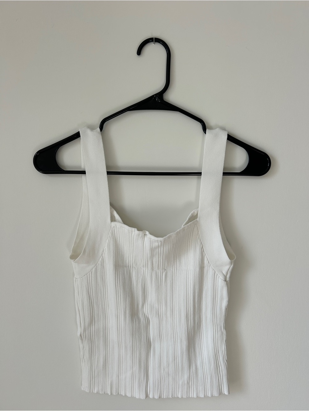 White Ribbed Square-Neck Tank Top - Picture 4 of 4
